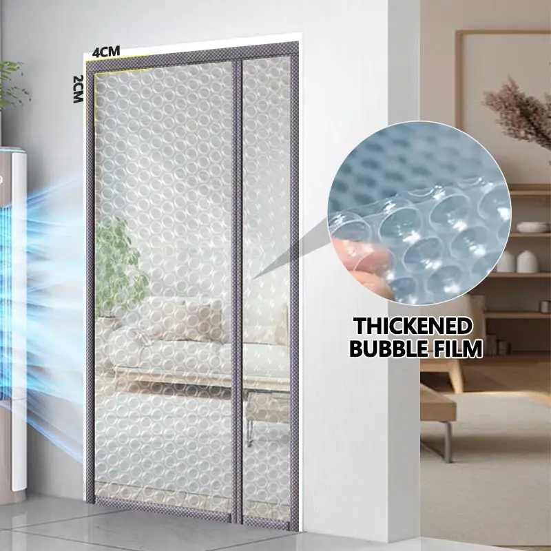 Thickened side opening bubble film partition door curtain winter partition cold and warm non perforated magnetic suction curtain