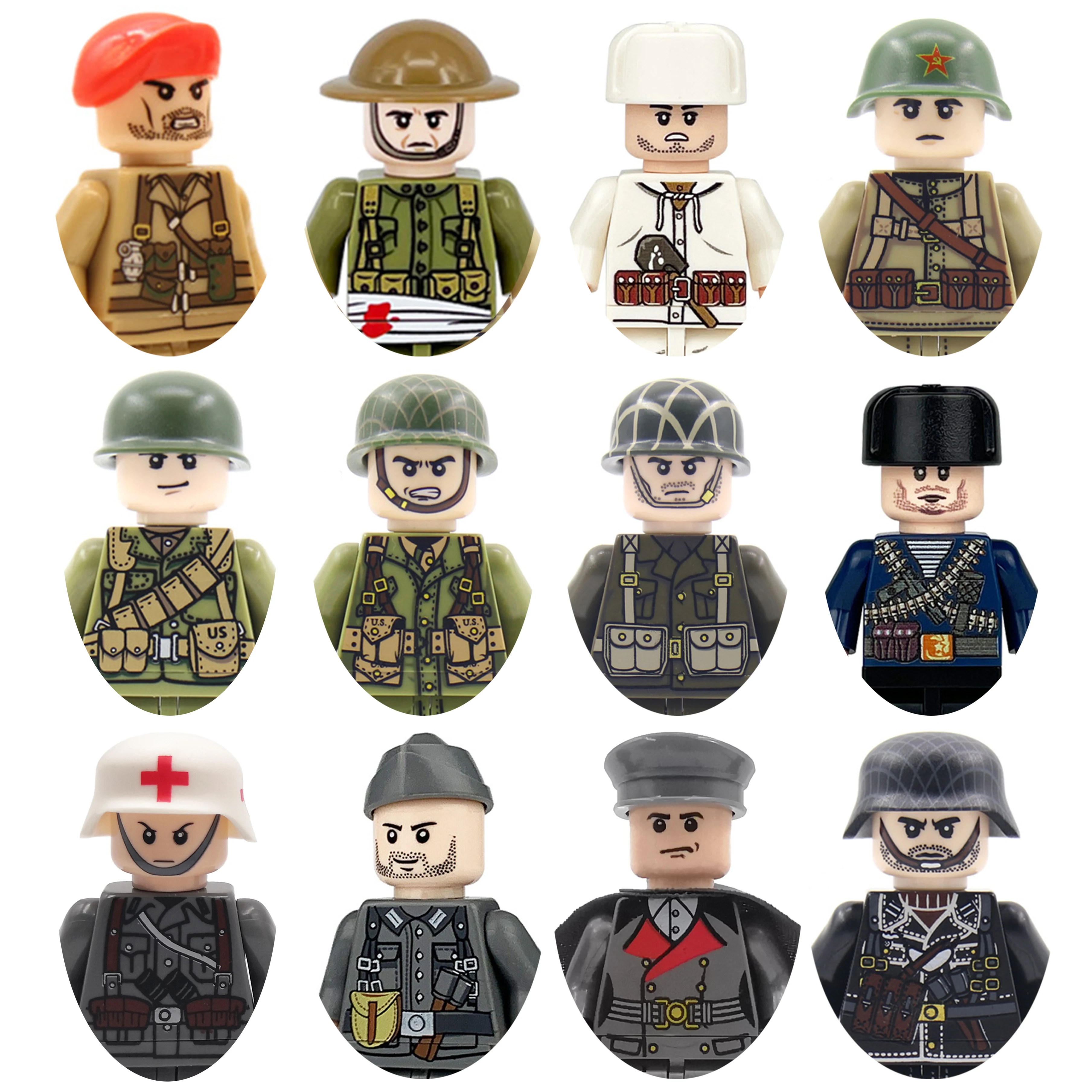 DIY WW2 Infantry Military Soldiers Medical Corp War Army Mini Gun Weapons Model Building Block Brick Children Kids Children Toys