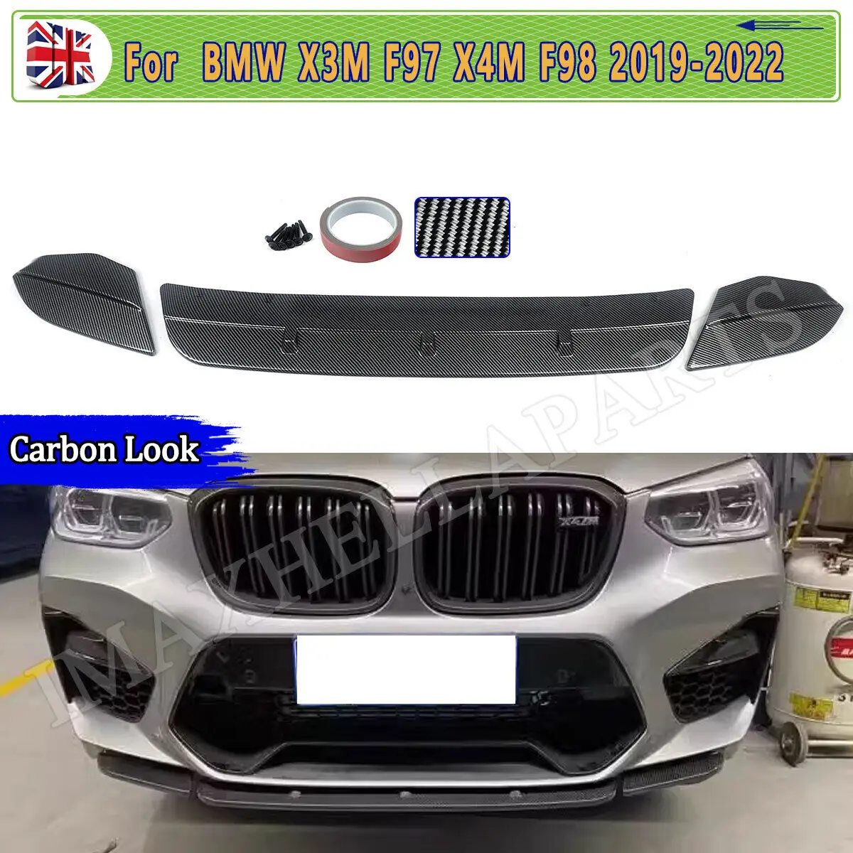 CARBON look FRONT LIP SPOILER FOR BMW X3M F97 X4M F98 2019 2020 2021 2022 2023 front bumper SPLITTER STR STYLE Car accessories