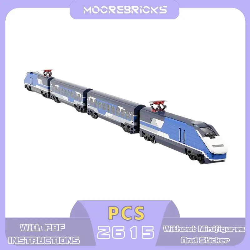 MOC European Modern City Shuttle Passenger Train Building Blocks Express Commuter Railway Model Track Toy Adult Gift
