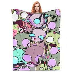 Invader Zim Gir Blankets Coral Fleece Plush Printed Breathable Lightweight Thin Throw Blanket for Home Office Plush Thin Quilt