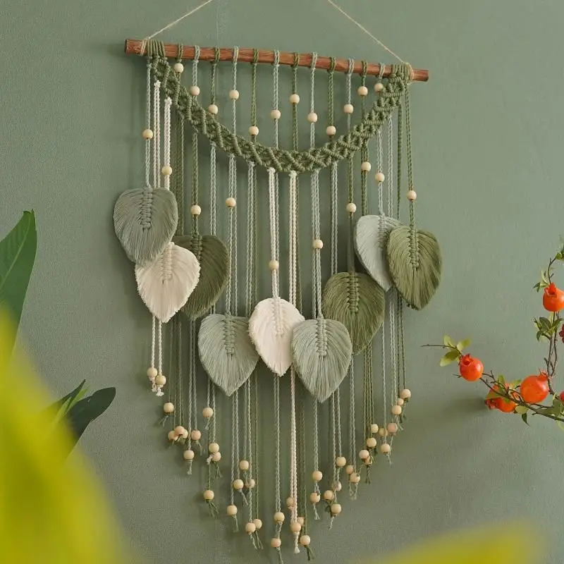 Creative Household Bohemian Handmade Weaving Colorful Leaf Tapestry Homestay Room Wall Hanging Weaving Decoration Tapestry LI648