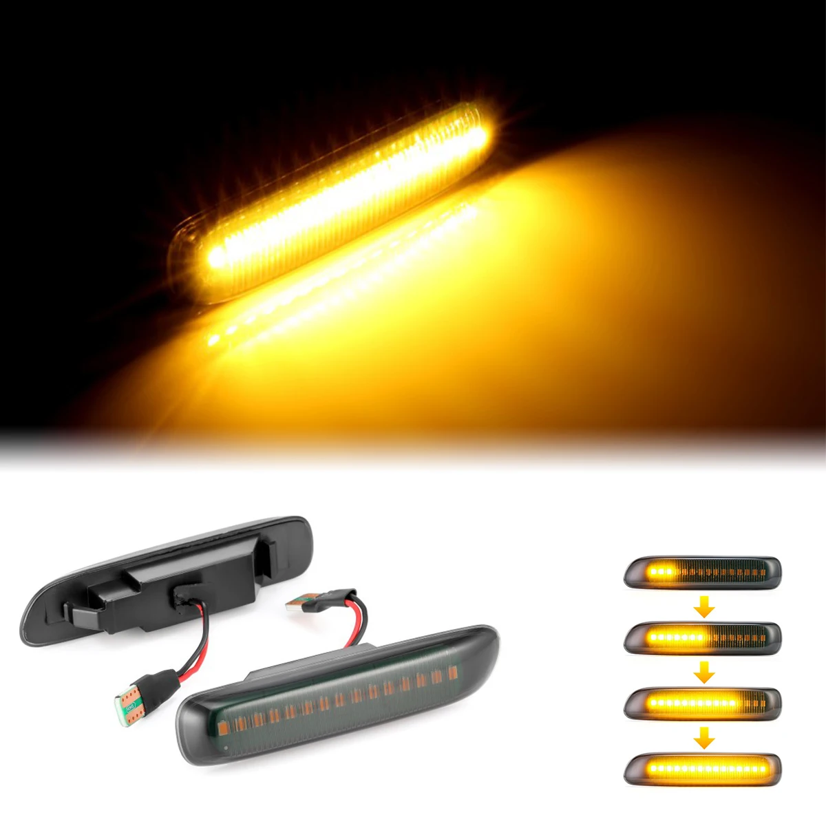 Amber Dynamic LED Side Marker Lamp Turn Signal Light Blinker For BMW E46 3 Series Coupe Compact Cabriolet Touring Car Styling