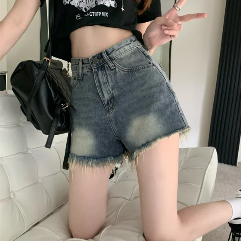 Denim Shorts Women Clothing Ripped Vintage Baggy Joggers Streetwear High Waisted Casual Sexy Korean Style Wide Leg Hot Summer