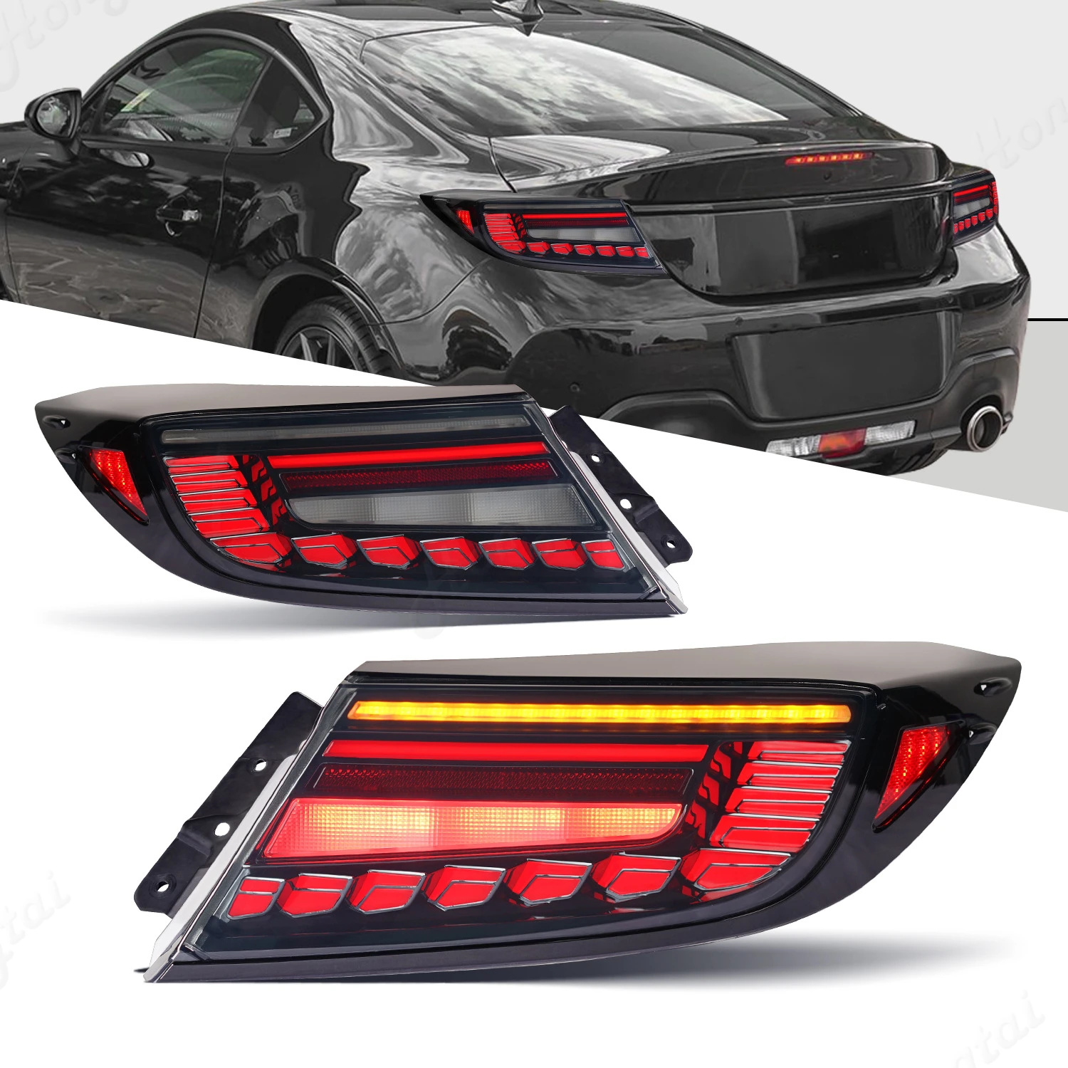 Pair For 2021 2022-2023 Toyota 86 GR86 & BRZ, LED taillight assembly modification, brake lights, turn signals, reverse lights