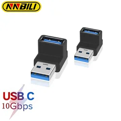 NNBILI 10Gbps 3A 5V USB A Female to Male Converter Adapter L Shape Elbow Fast Charging Data Transmission Adapter for Laptops