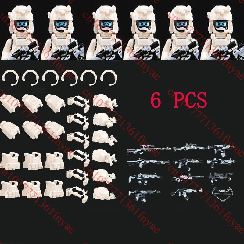 6PCS Military Commando Building Bricks Figurine – Riot Police Soldier Figures with Weapons Vest, Birthday Gift for Boys Children