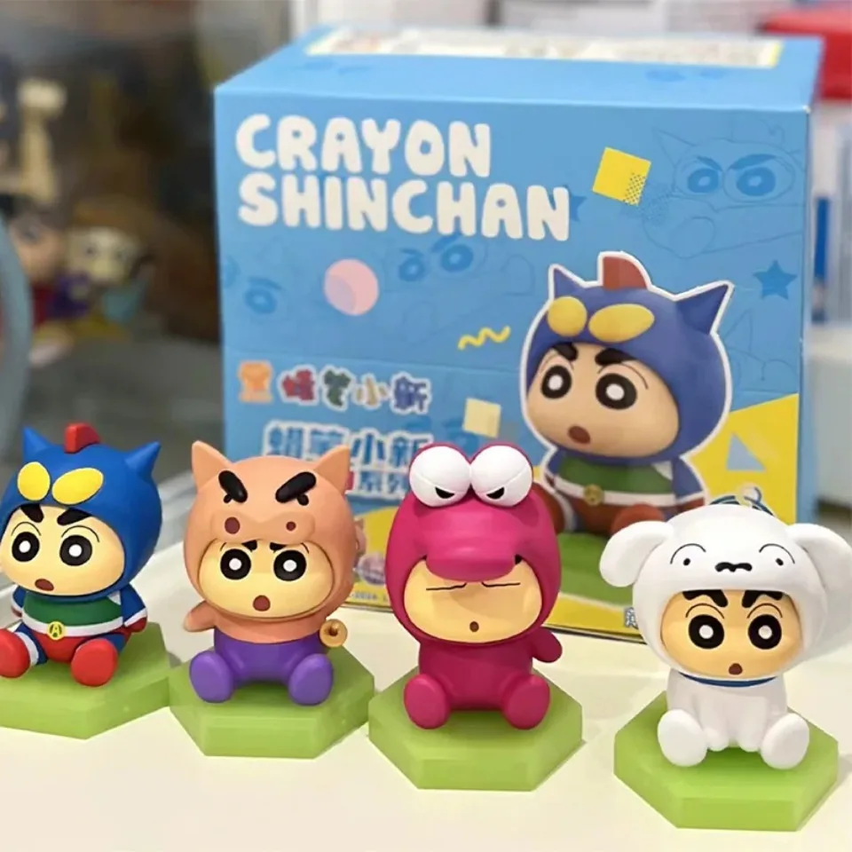 MINISO Crayon Shin Chan Blind Box Handmade Renovation Series Egg Food Game Dynamic Light Wave Fashion Blind Box Handmad Cute toy