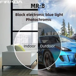 FIRADA 1.61 MR-8 Ultra-Hard UV Protection Myopia Reading Optical Prescription Frameless Sunglasses Lens Photochromic Gray Brown