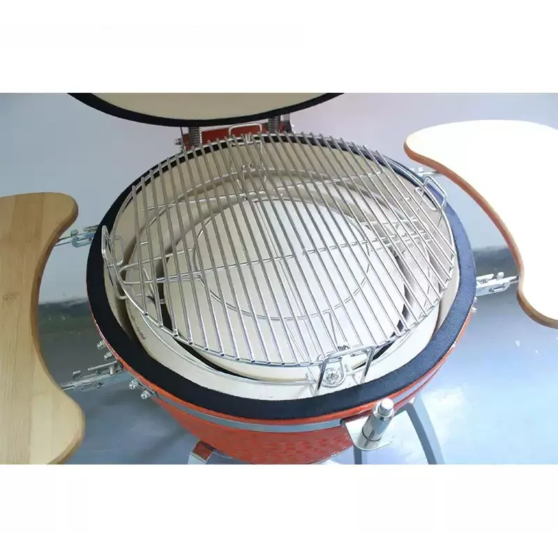 Multi-Size Stainless Steel Barbecue Support Stand Cordierite Ceramic Pizza Tray Frame For BBQ Grill Outdoor Cooking Accessory