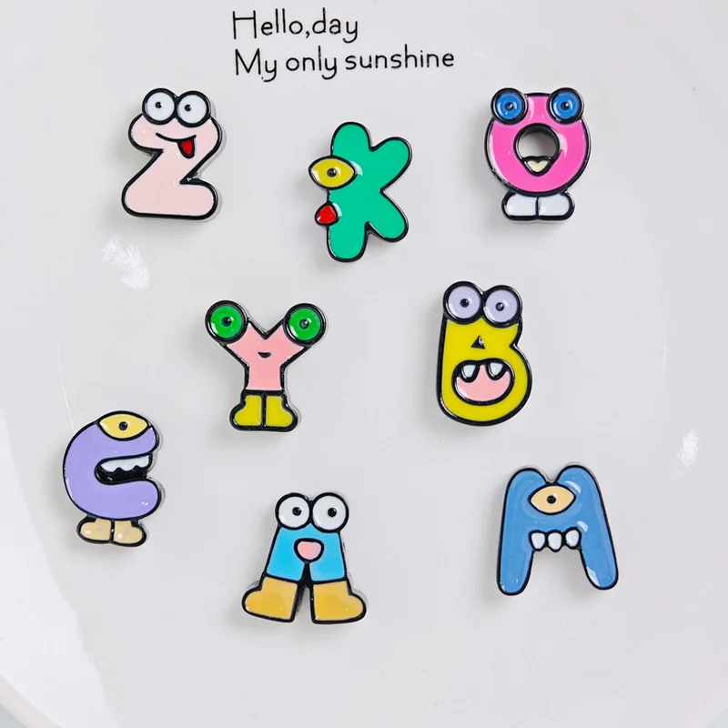 8pcs Cartoon English Letters 3D Shoe Charms Garden Shoes Accessories Decoration Fit Band Kids Gift