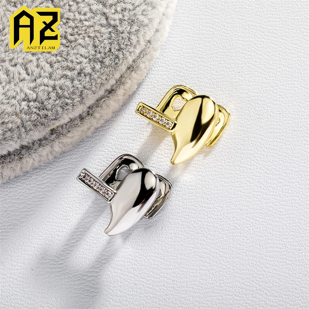 Anztilam Shine coeur dents Grillz glacé gril dent hommes femmes Hip Hop grilles casquettes en laiton mode bijoux livraison gratuite