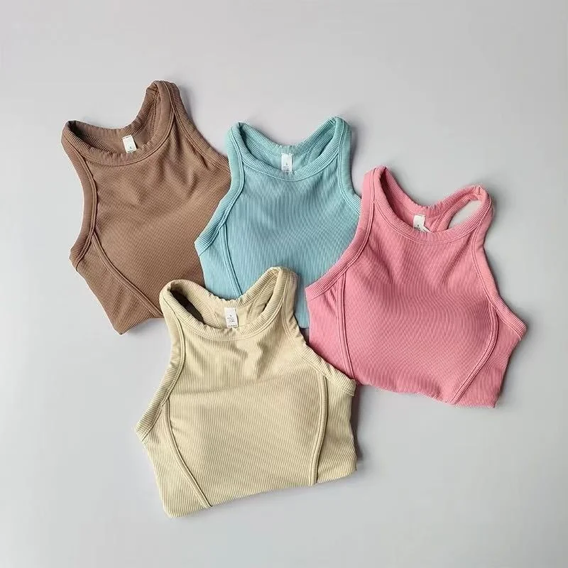 Women Seamless Racerback Yoga Cami Top Fixed Pads Quick Dry Breathable Running Activewear