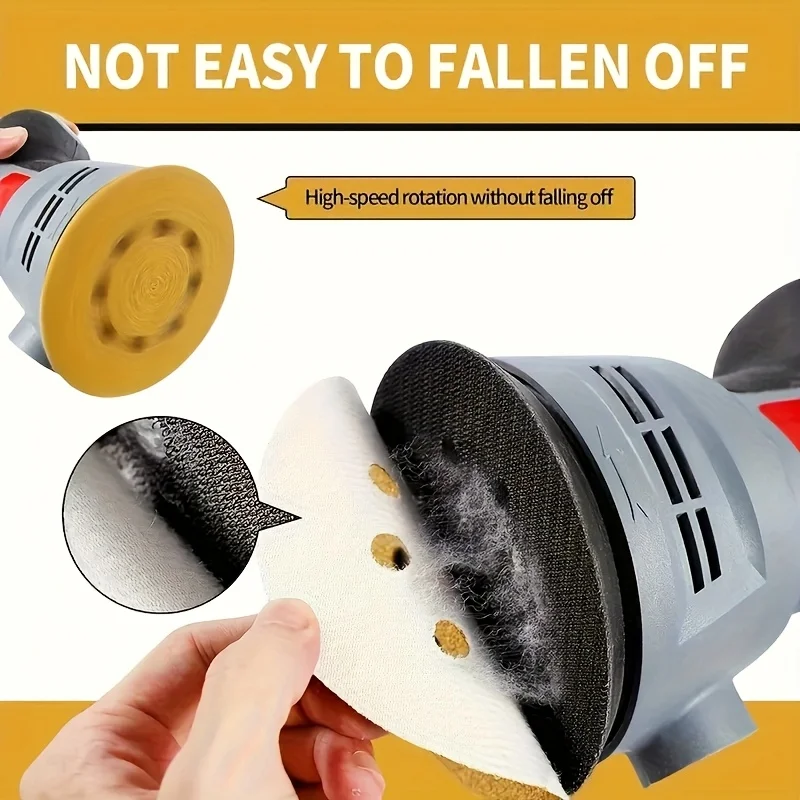 20 peças 5 Polegada 8 furos lixa amarela, lixa para discos moedor carro carpintaria disco de moagem de metal ferramenta de polimento abrasivo