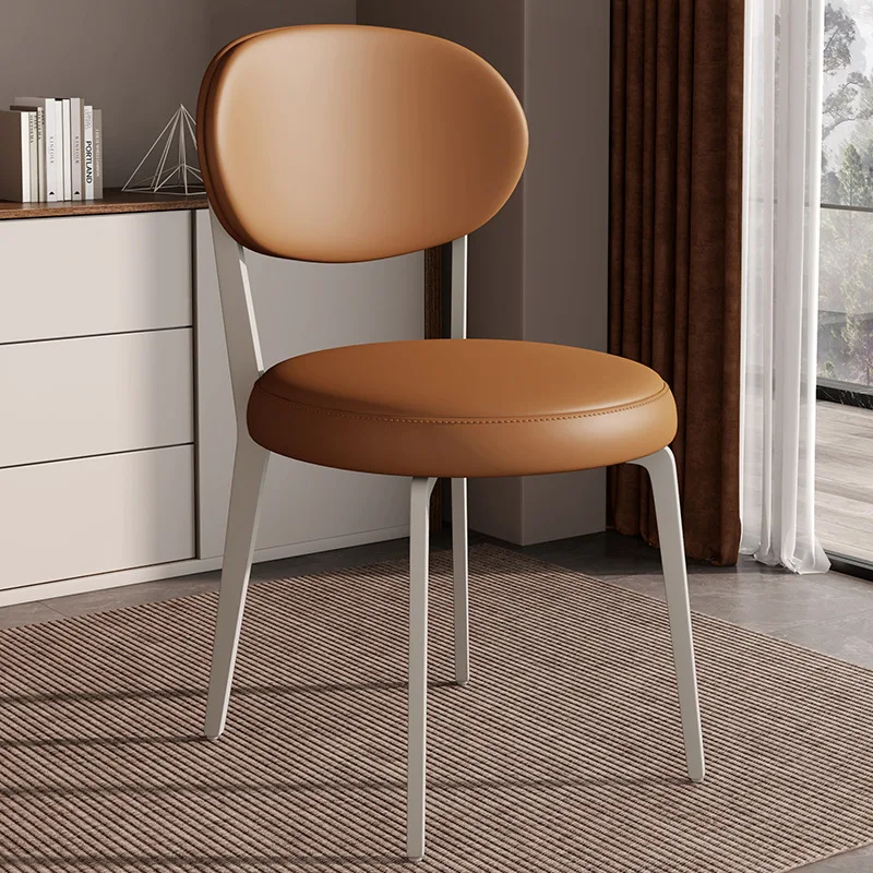 Trendy Stackable Restaurant Metal Chair with Leather Fabric Seat Grey Leather Dining Chair