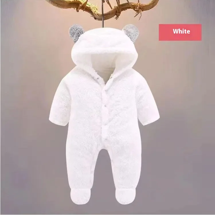 Baby Rompers Infant Plus Velvet Jumpsuit Winter Outfit Newborn Thick Warm Clothes Outwearing Hooded Climbing Suit Baby Stuff