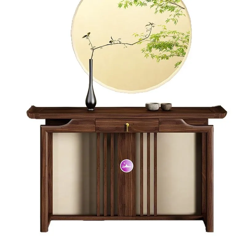 

New Chinese entrance cabinet log simple home living room
