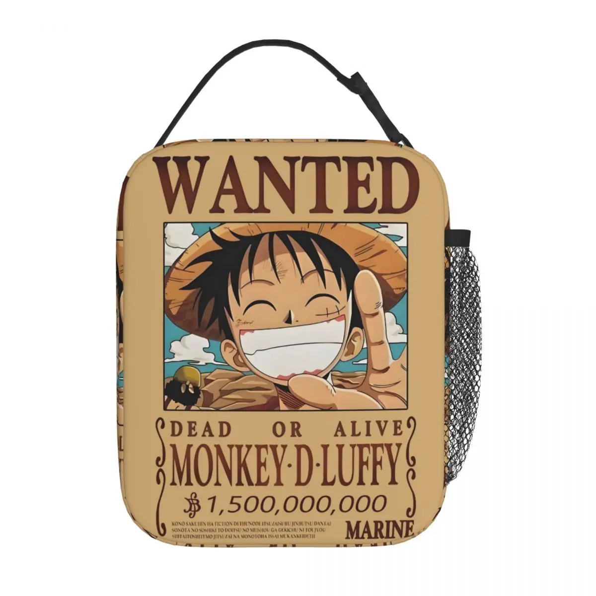 Custom Cartoon L-Luffy Wanted Portable Lunch Box Leakproof O-One P-Pieces Thermal Cooler Food Insulated Lunch Bag Office Work