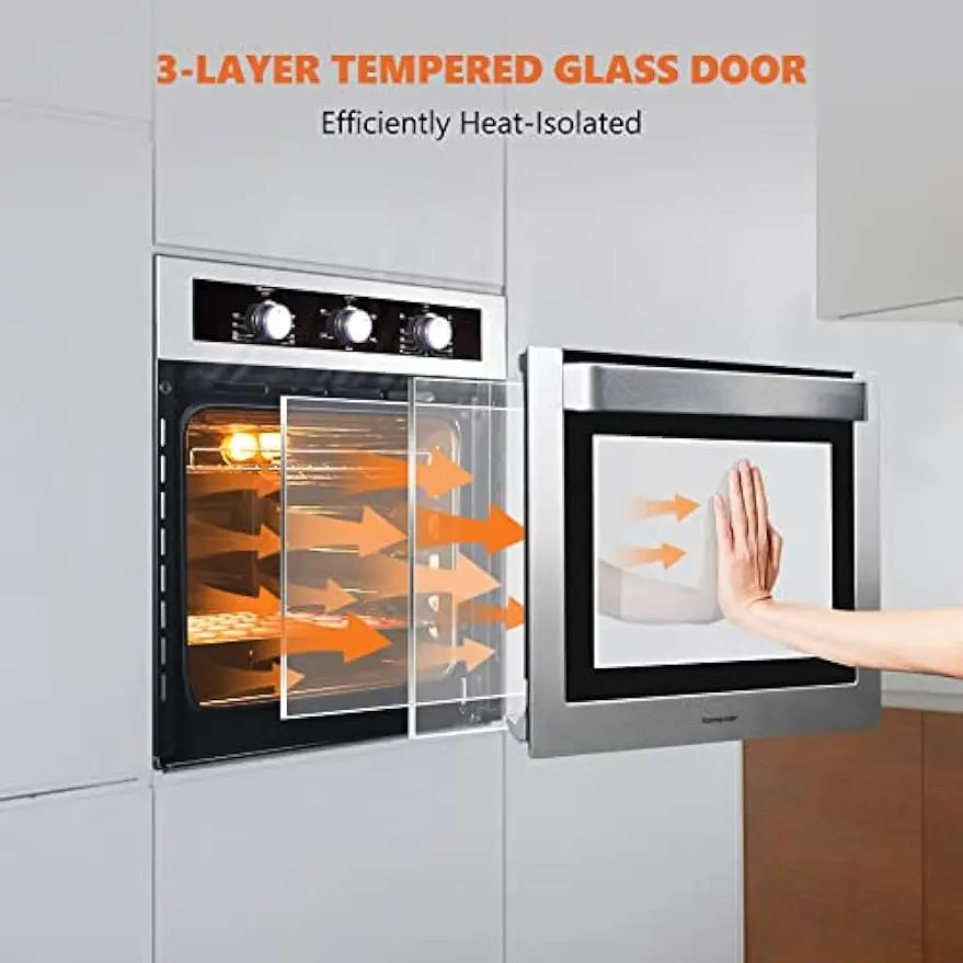 thermomate 24" Built-in Electric Oven with 5 Cooking Functions, 2.3 Cu.ft. Electric Wall Ovens with Stainless Steel Finish