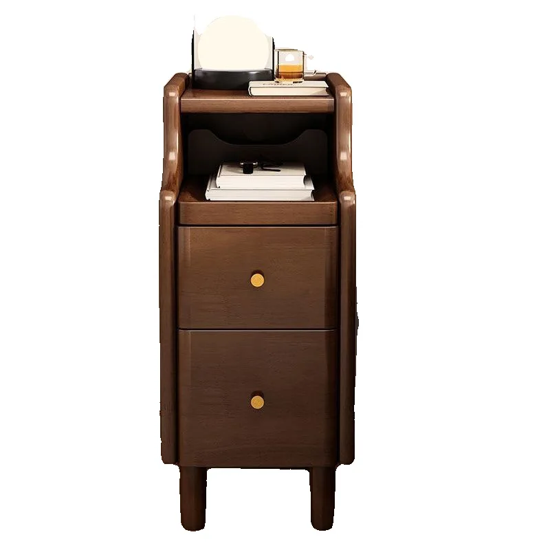 

Bedside table Solid wood small apartment high-grade extremely narrow bedside telescopic cabinet