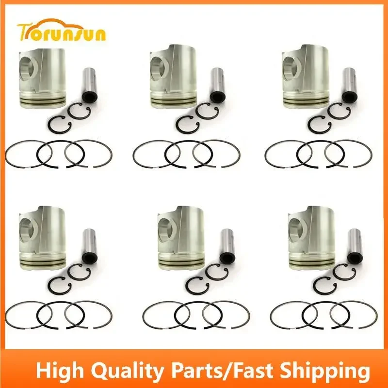 New 6 Sets STD Piston Kit With Ring 30017-70102 Fit For Mitsubishi 6DB1 Engine 110MM