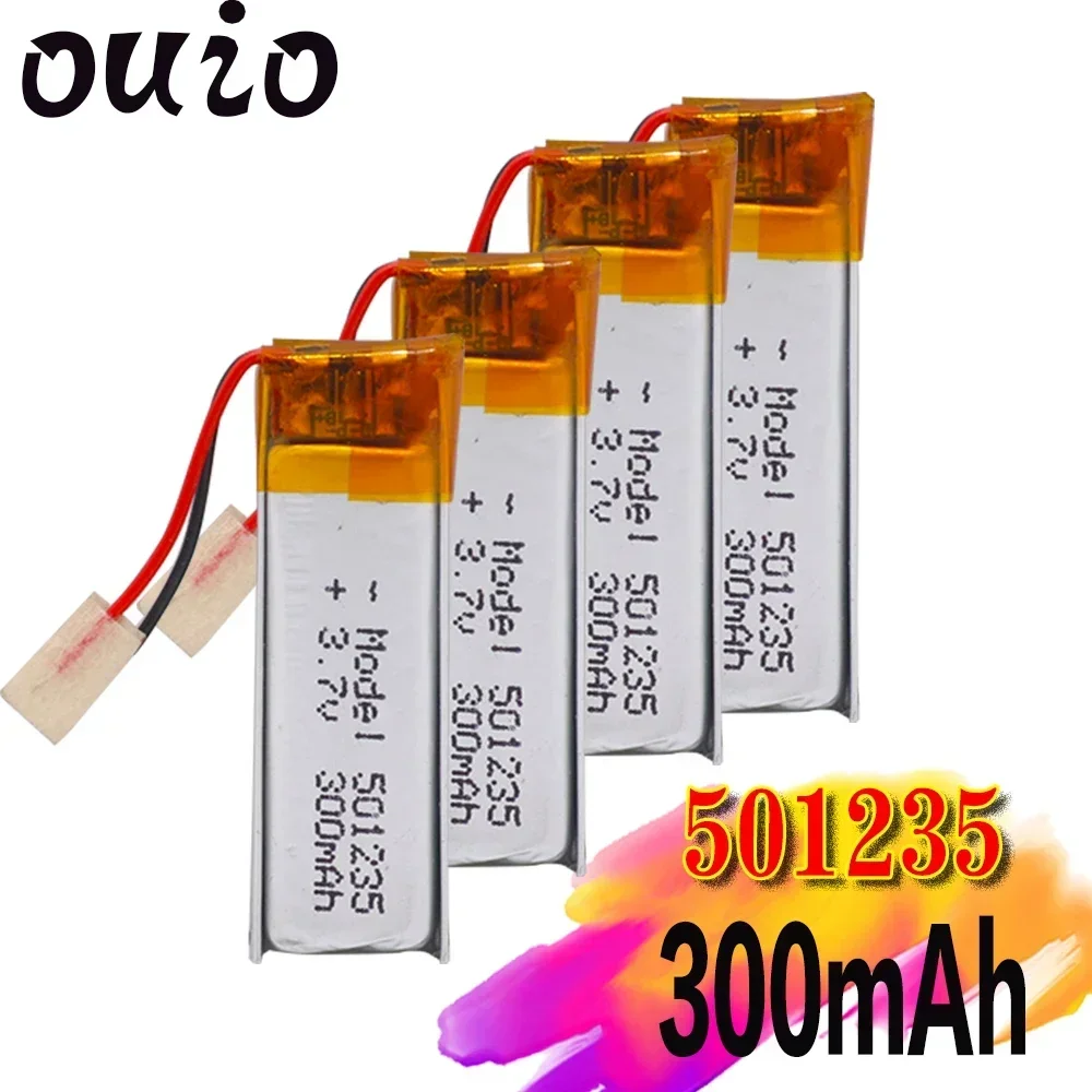 1/2/4PCS 3.7V 501235 Rechargeable Lithium Ion Polymer Battery 300mAh LIPO Li-ion Batteries For MP3 MP4 Player Bluetooth Device