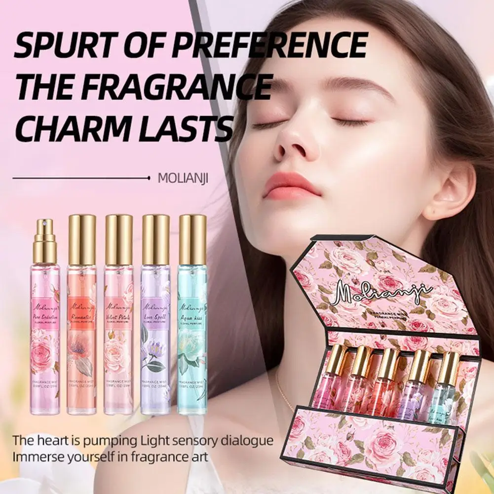 Classic Rose Perfume Women Gift Box Five Piece Set Floral Scent Spray Lasting Fragrance Exudes Feminine Charm Romantic Gift Set view 6