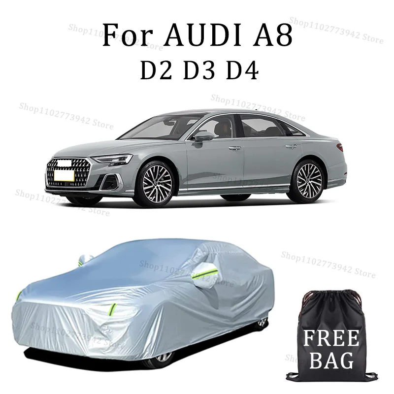 

Car Cover For AUDI A8 D2 D3 D4 Full Exterior Black Silvery-Auto Cover Sunshade Dustproof Waterproof Reflective strips