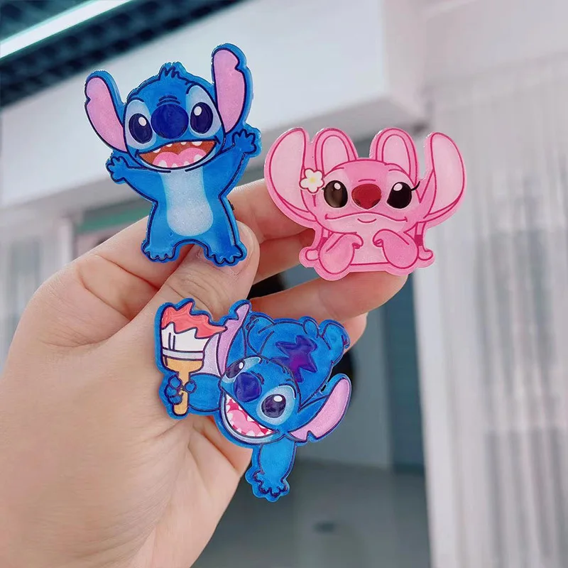 1/5pcs Disney Anime Stitch Hair Rope Hair Tie Acrylic Kawaii Hairpin For Girls Cute Hair Accessories Baby Popular Haircatches