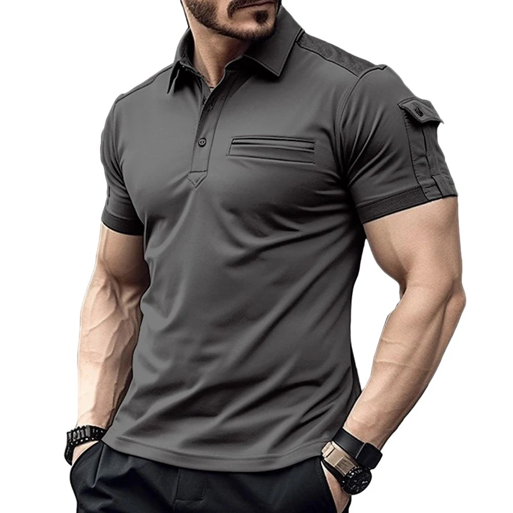 T-Shirt Shirt Mode Revers Hals Mannen Korte Mouw Effen Kleur Stijlvolle Top Ademend Casual Comfortabel Gloednieuw