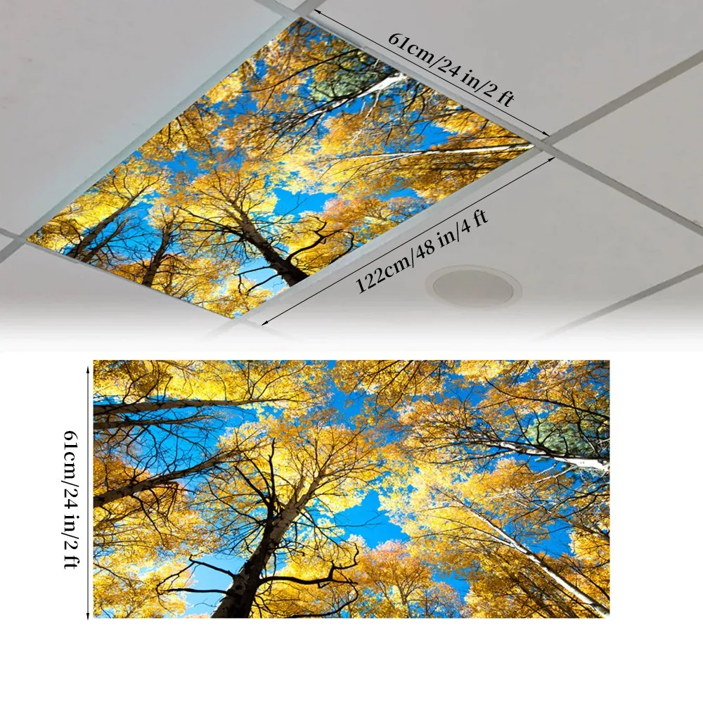 120*60cm Lampshade 15 Styles Anti-glare Magnetic Light Filters Sky with 10 Magnetic Buckles Fluorescent Light Covers Hospital