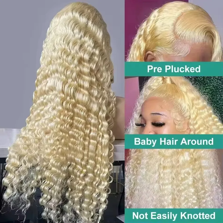 613 Hd Lace Frontal Wig 13x6 Water Wave Lace Front Wigs Human Hair 13x4 Loose Deep Wave Wig Blonde Colored Curly For Black Women image 4