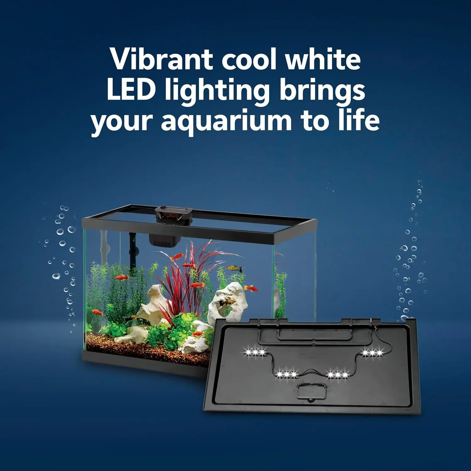 Aquarium Starter Kit with Smart Clean Filtration and LED Lighting, Freshwater and Saltwater Fish, 20-Gallon