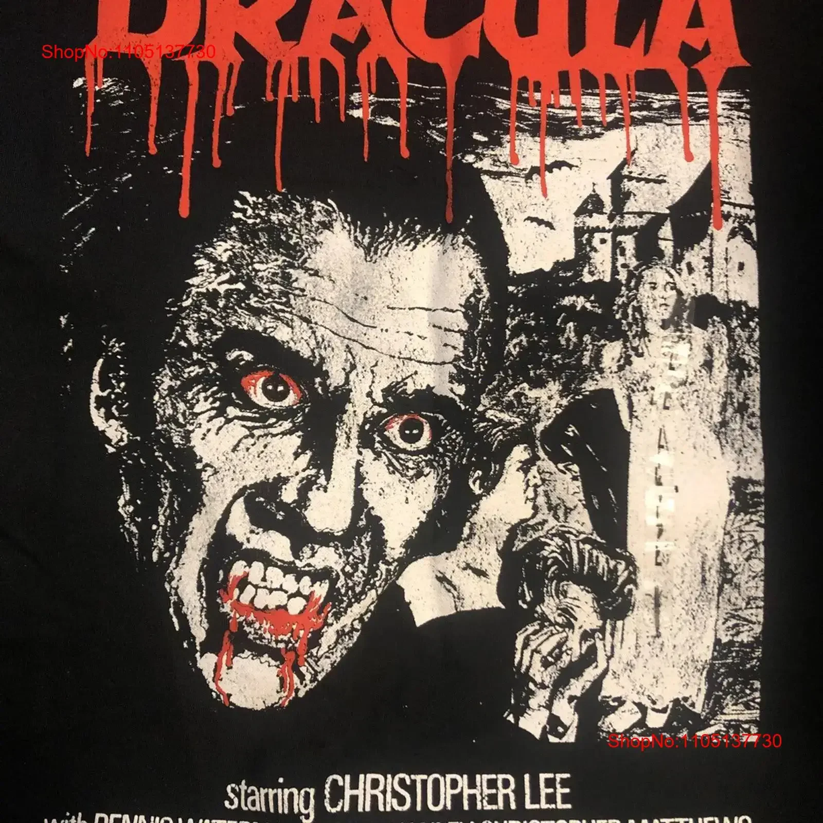 Hammer Films Scars Of Dracula Christopher Lee T Shirt Men s L Blk NWT vintage Washed Soft designer clothes homme Casual