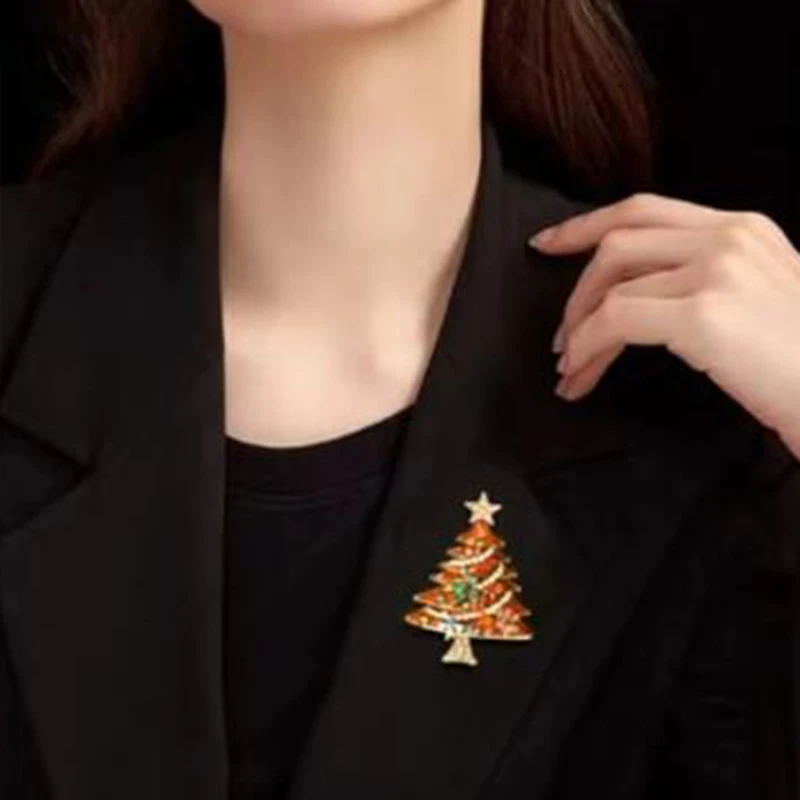 Luxury Exquisite Rhinestone Christmas Brooches Christmas Tree Enamel Brooch Pins For Women Fashion Jewelry New Year Party Gifts image 4