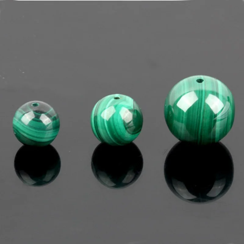 Natural Malachite Stone Smooth Round Shape Loose Beads High Quality 6/8/10/12/14/16/18/20mm DIY Jewelry Accessories 1 Pcs yw53