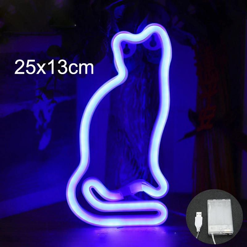 Cat Neon Sign Light LED Animal Figure Modeing Lamp Decoration Ornaments Table Lamp Christmas Room Pet Shop Party Holiday Gift