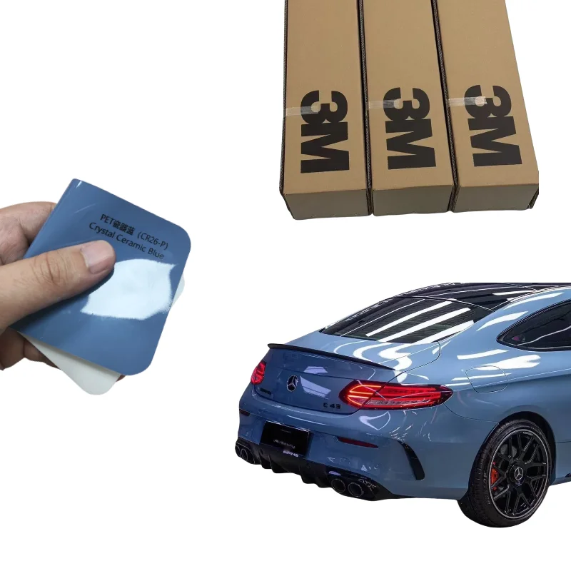 

3M PPF Автомобильная пленка Кристально-керамическая синяя глянцевая ПЭТ-воздушная пленка Неслойная гидрофобная металлическая хлопья Самовосстанавливающаяся виниловая пленка