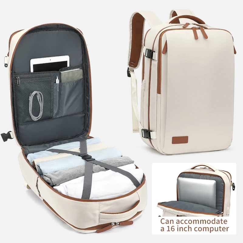 Travel Backpack 40x20x30 Cabin Plane Waterproof Expandable Weekender Laptop With USB Port Ryanair Carry-On Women Men Backpack