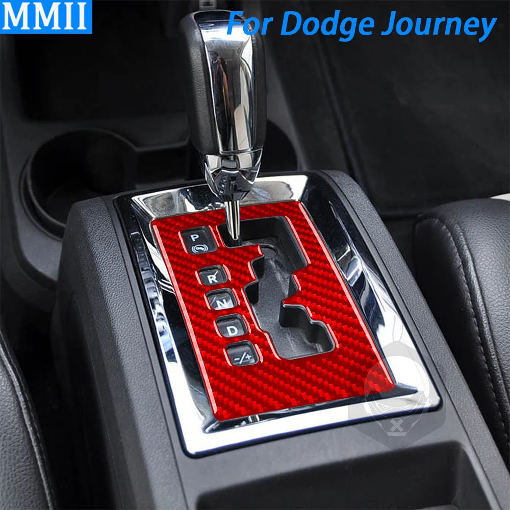 Red Carbon Fiber Automatic Gear Shift Panel Trim Cover Car Interior Decoration Accessories Sticker For Dodge Journey 2009-2010