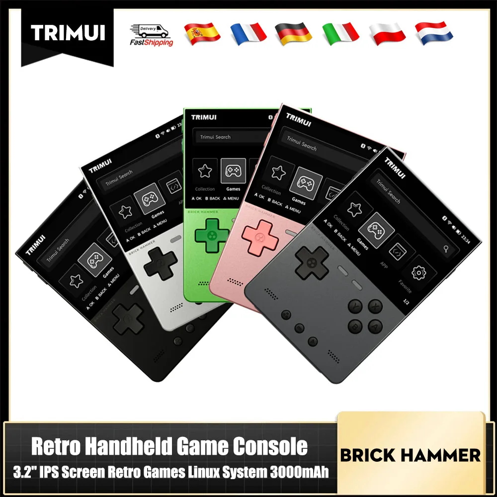 Console de jeu portable TRIMUI Brick Hammer, entièrement en métal CNC, écran IPS 3,2'', jeux rétro, système Linux, lecteur de jeux vidéo