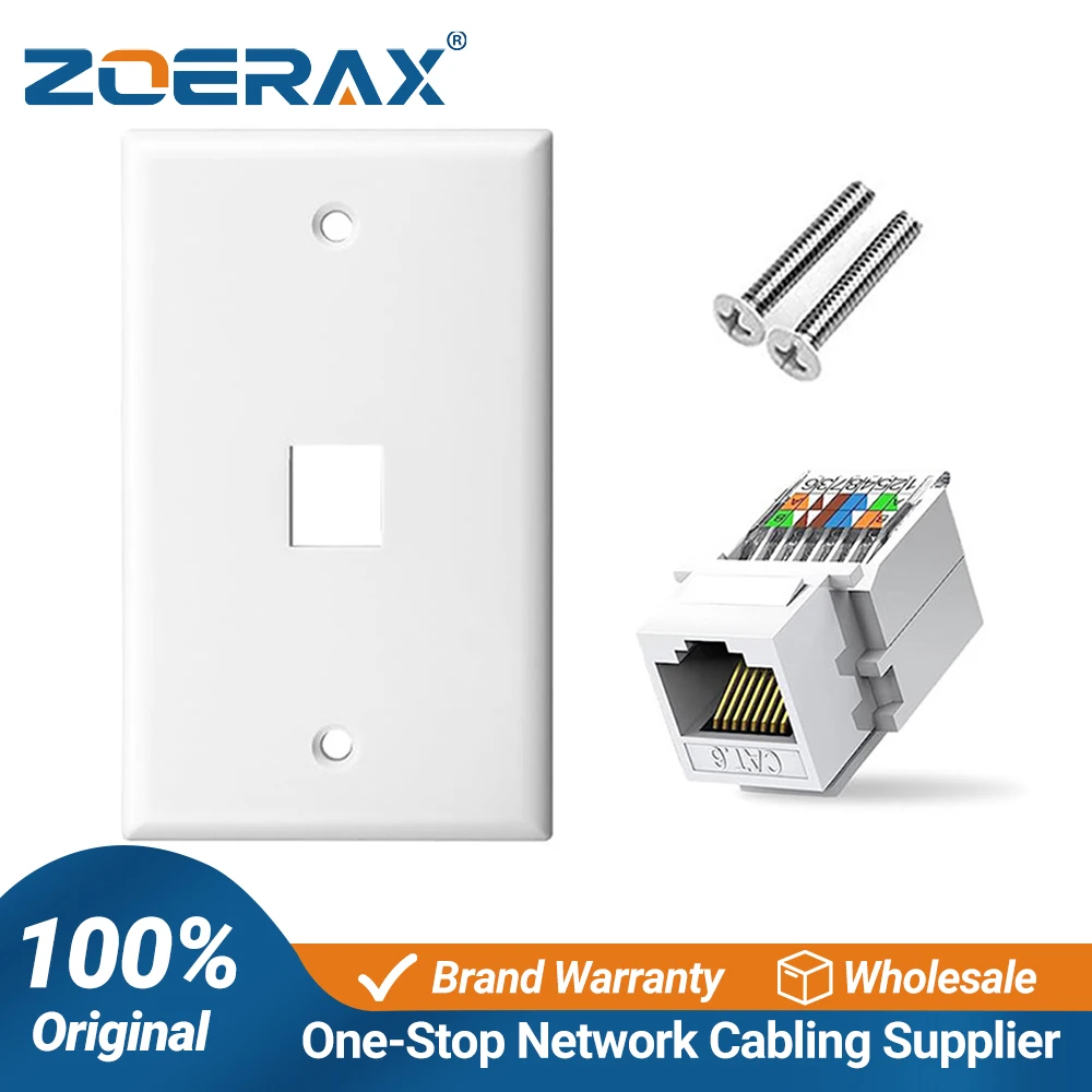ZoeRax Tooless Cat6 Ethernet Wall Plate ,RJ45 Wall Plate,RJ45 Keystone Jack Connector Cover Plate for CAT6/5E Cable