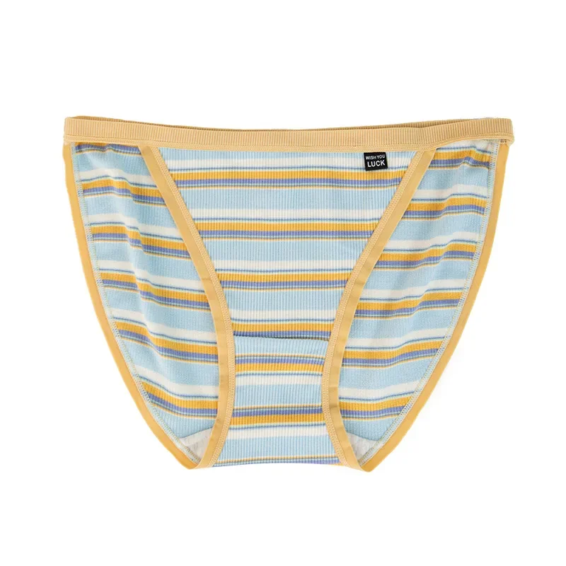 

Трусики для девочек в морском стиле, хлопковые трусики с цветными полосками, студенческие трусы, сексуальное нижнее белье, модные суперэластичные женские трусики