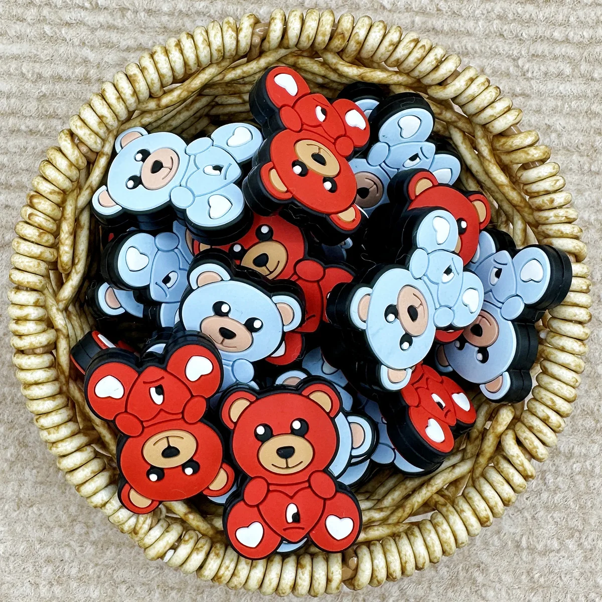 Baby Bear Silicone Teether Beads, Brinquedo DIY, String Pen Bead, Cadeia Nipple, Acessórios de Jóias, Presentes Kawai, 10 Pcs