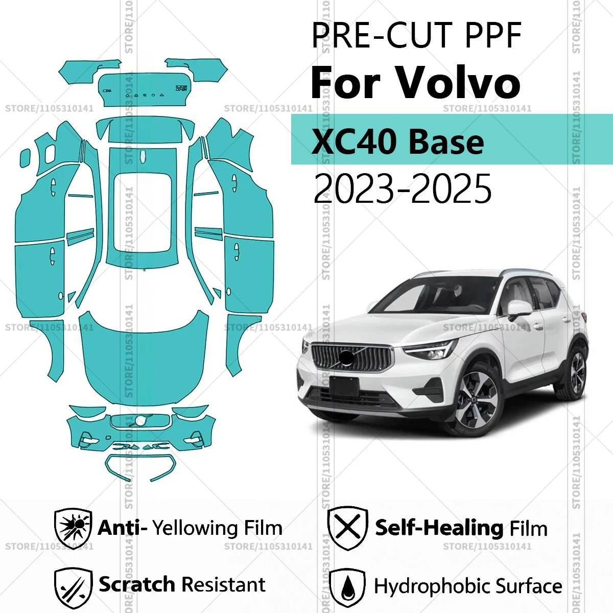 

Предварительно нарезанная прозрачная защитная пленка PPF для автомобиля, профессиональная автомобильная пленка PPF для полной оклейки Volvo XC40 Base 2023-2025
