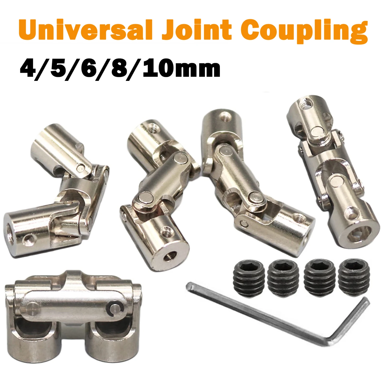 1Pcs 4/5/6/8/10mm 45# Steel Three-Section Universal Joint Coupling Boat Car Shaft Coupler With M3/M4 Screw Metal Cardan Joint