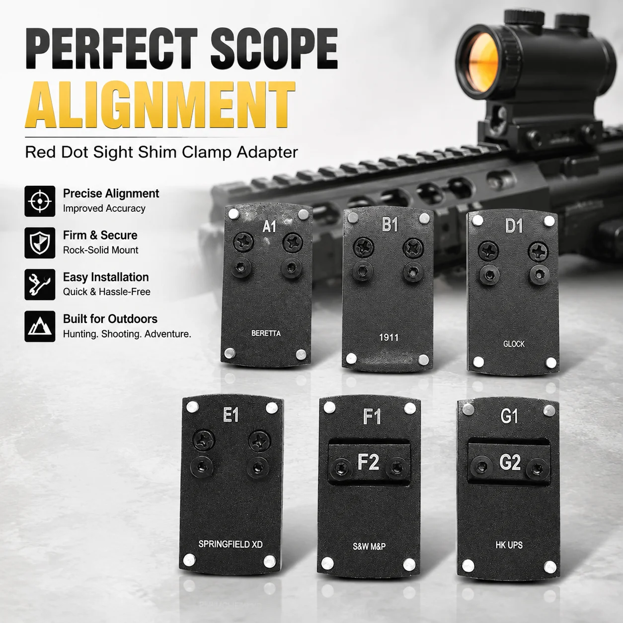 Red Dot Sight Shim Clamp Adapter Precise Scope Alignment Tactical Mount for Outdoor Hunting Shooting, Firm Optic Install Gear