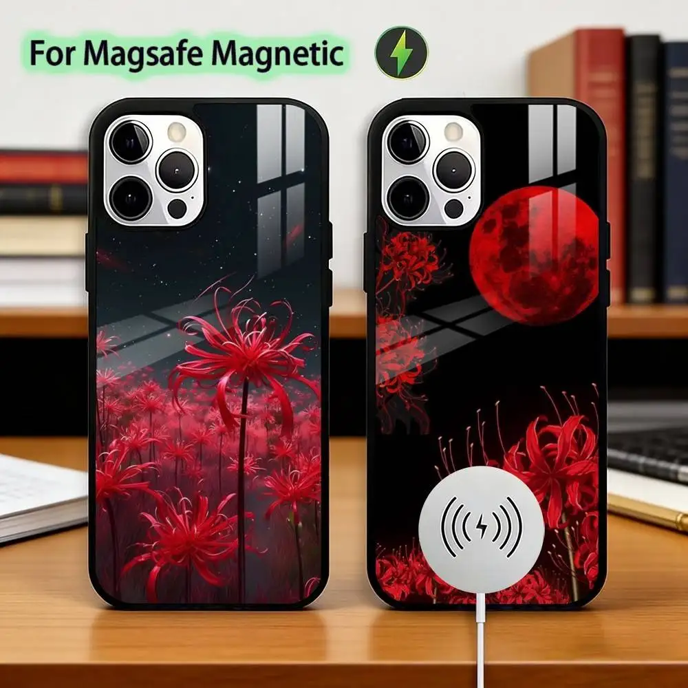 

Red Spider L-lily Phone Case For iPhone17,16,15,14,13,12,11 Plus,Pro Magnetic with Magsafe Wireless Charging
