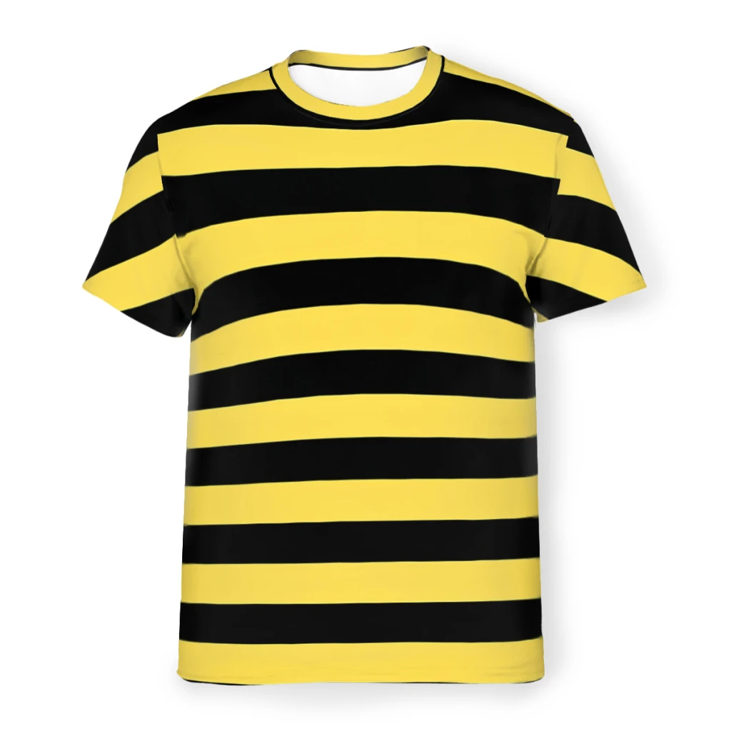 

Yellow Stripes Men T Shirt Street Daily Unisex Leisure Clothing Summer Outdoor O-neck Short Sleeve Comfortable Fashion Male Tops