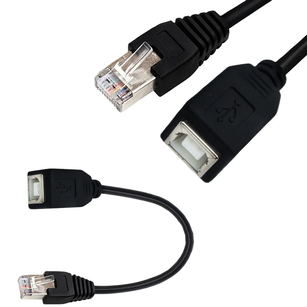 USB 2.0 Printer to Network Adapter Cable USB B Female to RJ45 PVC Material Pure Copper Conductor